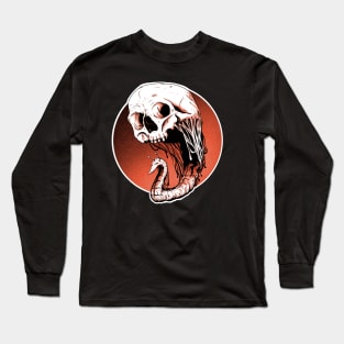 Skull Stalker - A Dark Macabre Skull Alien Brain Eating Retro SciFi Design Long Sleeve T-Shirt